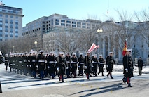 Marines march in a parade