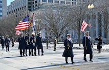 U.S. Coast Guard members march in a parade