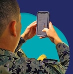 A member of the military meets with his doctor by cellphone using My Military Health Scheduled Virtual Visits.