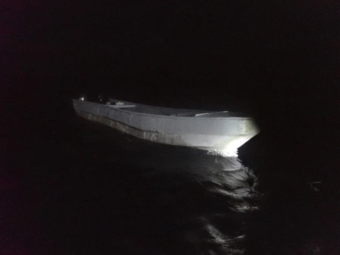 An empty makeshift vessel shortly after being interdicted near Puerto Rico by the crew the Coast Guard Cutter Joseph Tezanos with the assistance of a Customs and Border Protection Caribbean Air and Marine Branch aircraft, Jan. 13, 2025.  The Coast Guard Cutter Joseph Doyle returned 21 migrants interdicted in this voyage along with 37 migrants from a separate interdiction to San Pedro de Macoris, Dominican Republic, Jan. 15, 2025. (U.S. Coast Guard photo)