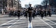 Army Band members marching during parade rehearsal