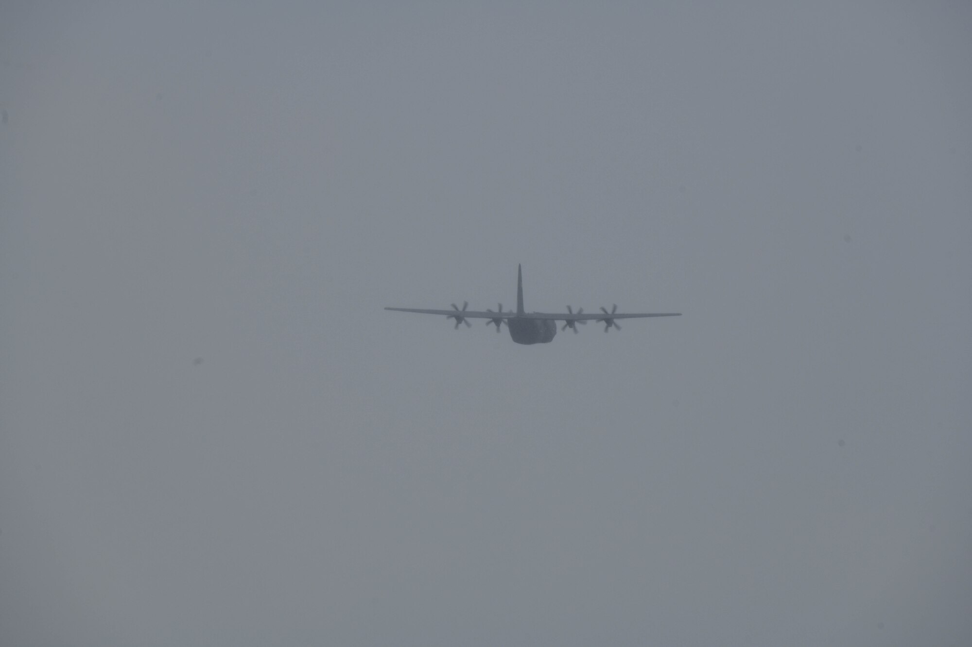The 910th Airlift Wing's newest C-130J-30 Super Hercules flies over the installation during its maiden flight at Youngstown Air Reserve Station, Ohio, Jan. 14, 2025.