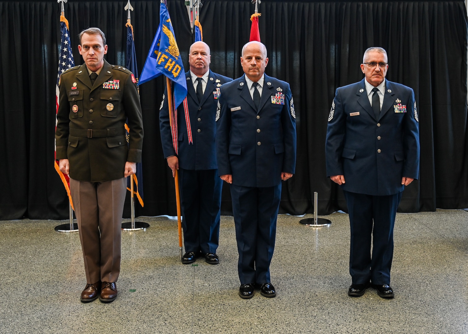 Chief Master Sgt. Scott Tontegode assumes the position of State Command Chief Master Sergeant at Joint Force Headquarters Jan. 12, 2025, at the Nebraska National Guard’s Joint Force Headquarters building, Lincoln, Nebraska. Tontegode served as the 155th Air Refueling Wing command chief master sergeant for five years.



(U.S. Air National Guard photo taken by Staff Sgt. Jamie Syniy)