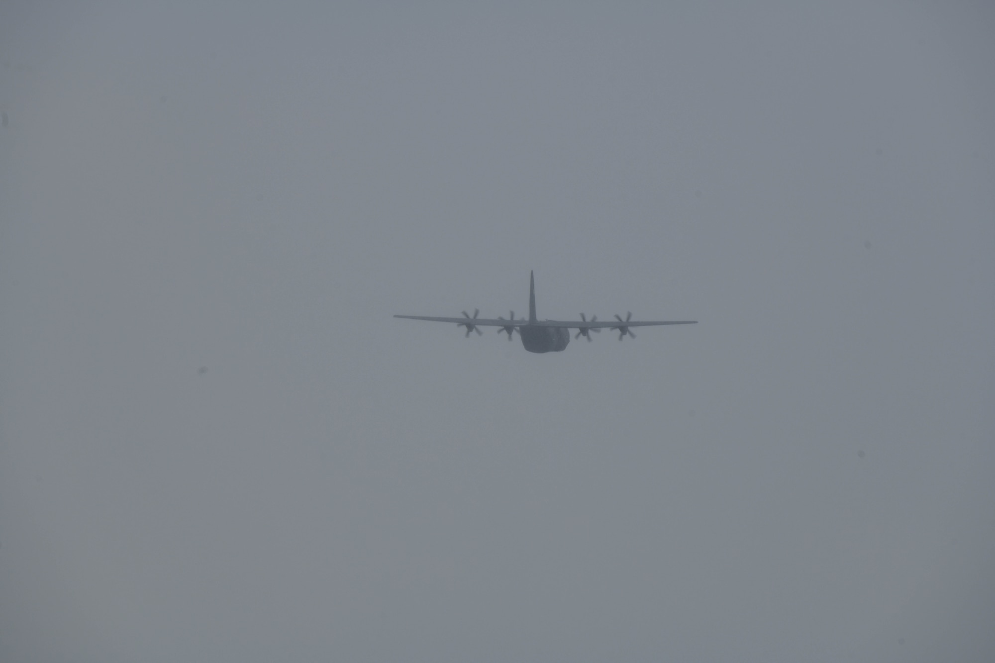 The 910th Airlift Wing's newest C-130J-30 Super Hercules flies over the installation during its maiden flight at Youngstown Air Reserve Station, Ohio, Jan. 14, 2025.