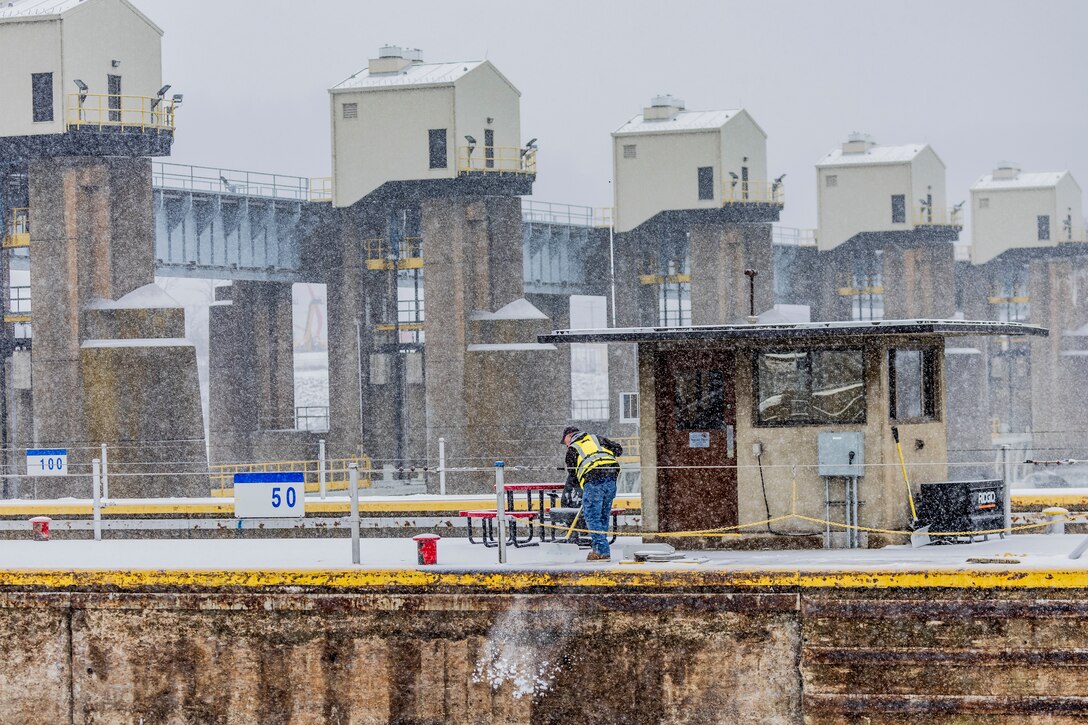 The U.S. Army Corps of Engineers Pittsburgh District continues to support inland navigation and lock operations despite icy conditions.