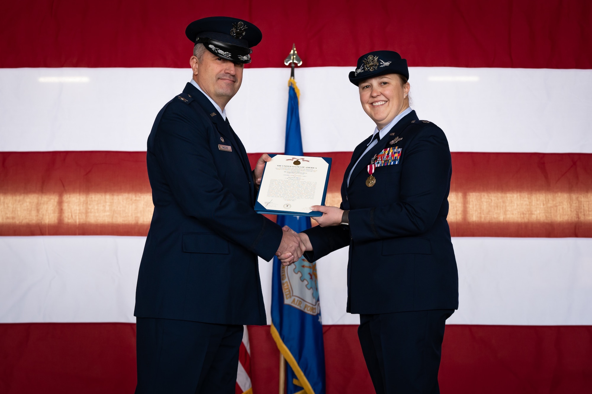 47th Student Squadron (STUS) Airmen bid farewell to Lt. Col. Elizabeth Music, prior commander of the 47th STUS, and welcomed Lt. Col. Aaron Borszich, current commander of the 47th STUS, during a change of command ceremony here, Jan. 17, 2025.