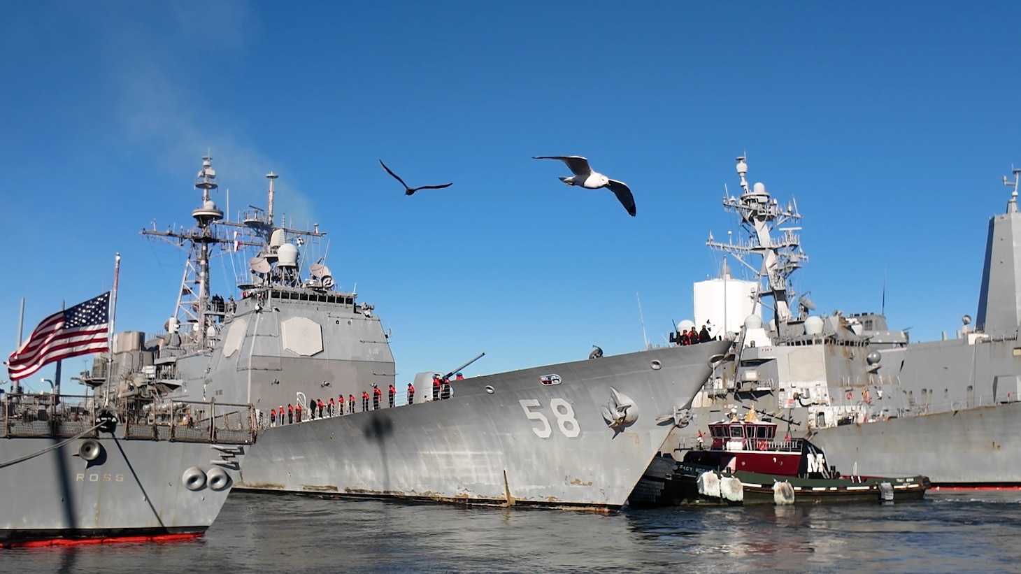 The Ticonderoga-class guided-missile cruiser USS Philippine Sea (CG 58), departs from Naval Station Norfolk, January 20th, 2024. Philippine Sea will deploy to the U.S. Southern Command Area of Responsibility (USSOUTHCOM AOR) to support maritime operations with partners in the region, conduct Theater Security Cooperation (TSC) port visits, and support Joint Interagency Task Force South (JIATF-South) to deter illicit activity along Caribbean and Central American shipping routes.