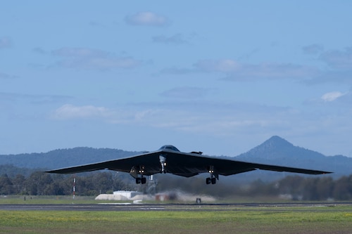 A B-2 takes-off