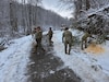 Members of a toss teams from the 149th Engineer Vertical Construction Company, 149th Maneuver Enhancement Brigade assist in the clearance of essential roadways in Morgan County, Ky., Jan.9 2025.