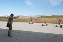 U.S. Air Force Capt. James Stocks, 9th Security Forces Squadron (SFS) commander, engages in a mobile target exercise at Beale Air Force Base, California, Jan. 13, 2025.