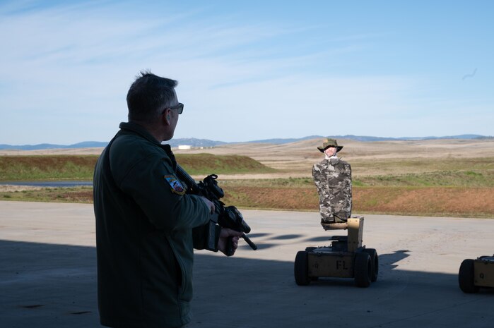 U.S. Air Force Col. James Bartran, 9th Reconnaissance Wing commander, participates in mobile target training at Beale Air Force Base, California, Jan. 13, 2025.