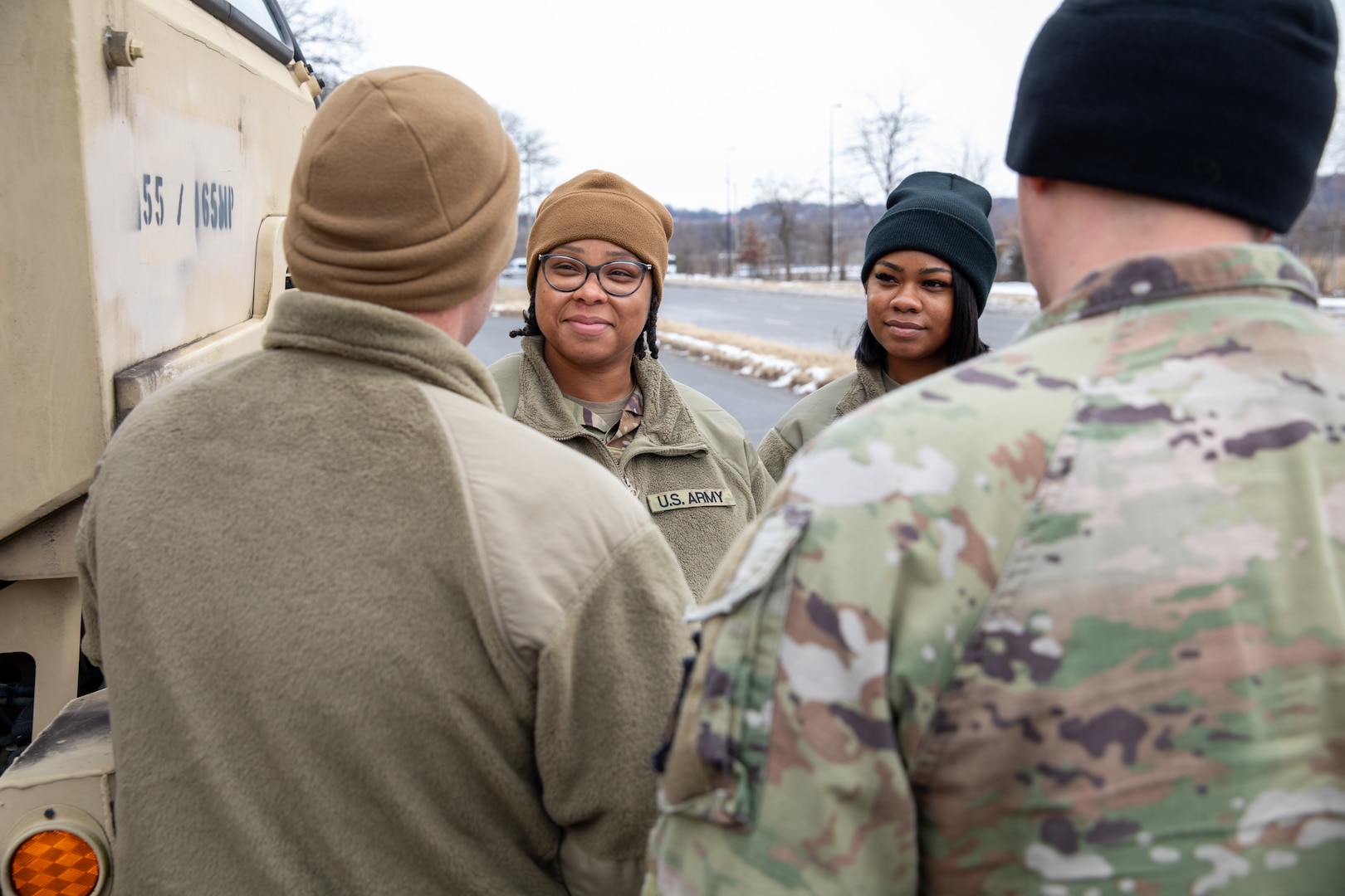 U.S. Army National Guard soldiers discuss information related to Joint Task Force-District of Columbia ahead of the 60th Presidential Inauguration at the D.C. Armory, Washington, D.C., Jan. 16, 2025. Approximately 8,000 National Guard service members from approximately 40 states and territories comprise JTF-DC to support the 60th Presidential Inauguration, continuing a legacy that began in 1789 when their predecessors escorted George Washington to the first inauguration. At the request of civil authorities, these National Guard service members provide critical support such as crowd management, traffic control points, CBRN response, civil disturbance response and sustainment operations. Their expertise and seamless collaboration with interagency partners help ensure a safe and peaceful transition of power during this historic event.