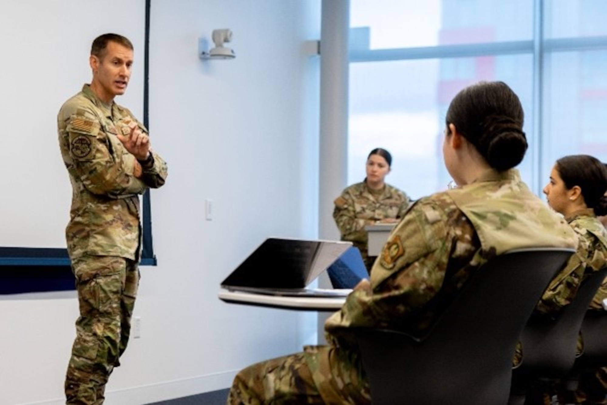 Brig. Gen. Stephen Snelson addresses Air Force Reserve Officer Training Corps cadets