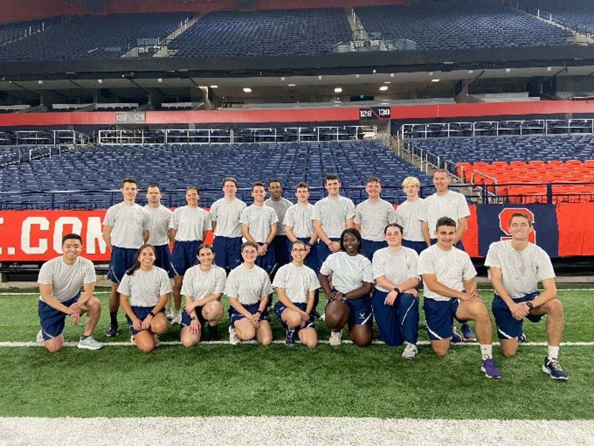 Brig. Gen. Stephen Snelson participated in an early morning physical training session with Syracuse University cadets during his Nov. 4-5, 2024, visit to Det. 535.