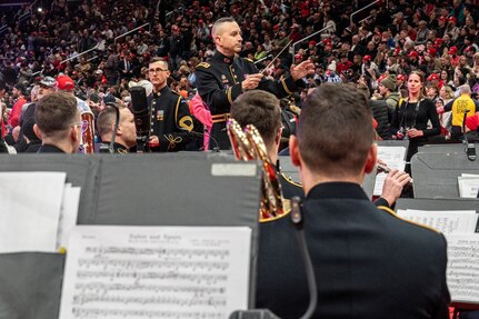 A conductor leads an ensemble