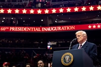 President Trump looking at crowd