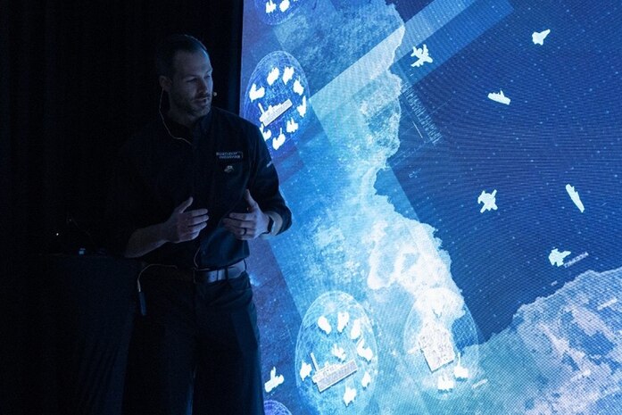 Northrop Grumman representatives give Air Defenders a presentation on the IBCM,