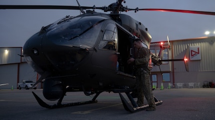 U.S. Soldiers with Bravo Company, 3rd Battalion, 140th Aviation Regiment assigned to Task Force Sentinel