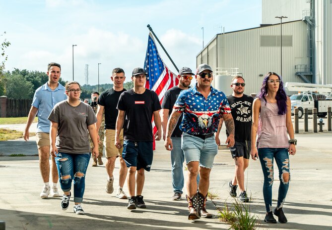 family walks together