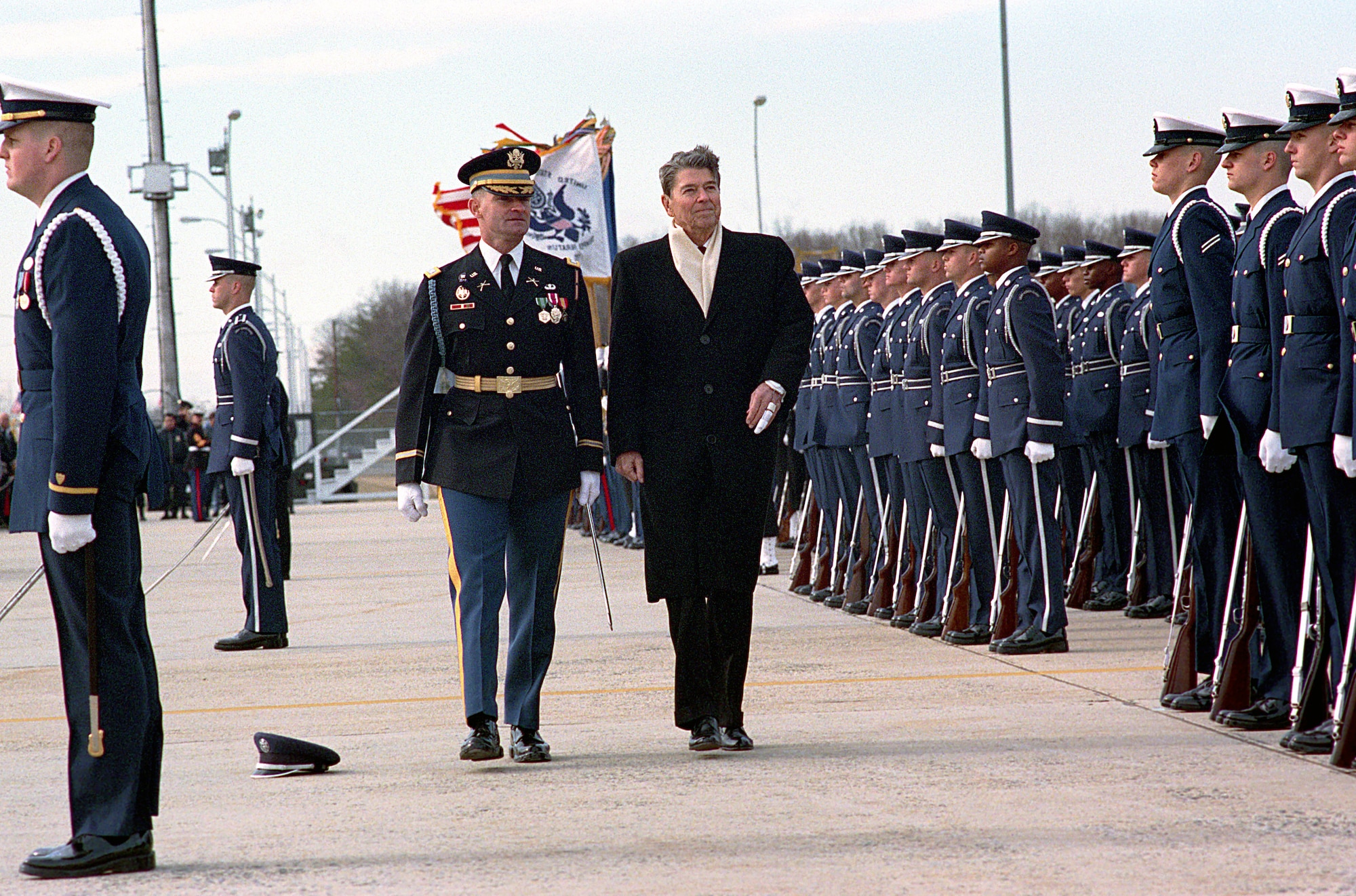 President Ronald W. Reagan during his departure ceremony at Andrews Air Force Base, Jan. 20, 1989.