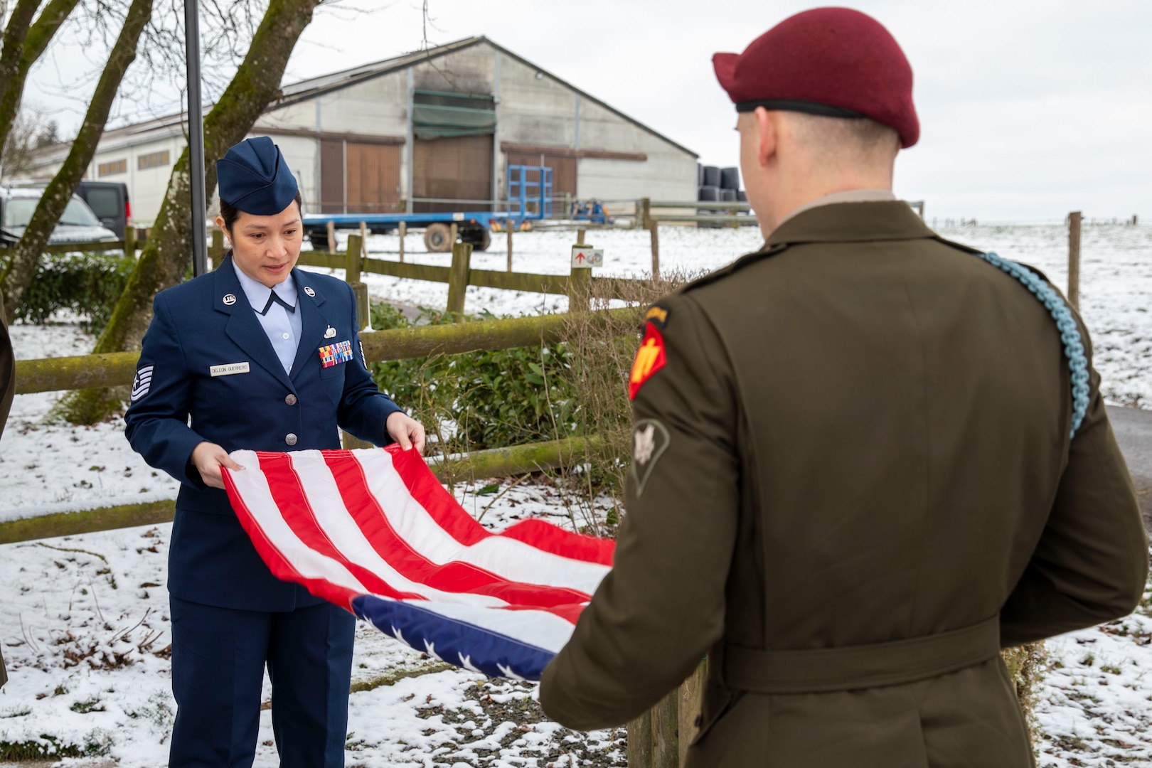 Five members of the Nebraska National Guard travelled to Bastogne, Belgium, Jan. 9-14, 2025, where they helped commemorate the 80th anniversary of the liberation of the city by Soldiers of Nebraska National Guard’s 134th Infantry Regiment under the 35th Infantry Division, during World War II. 

The service members participated in a wreath laying ceremony at a memorial honoring those who liberated the region from Nazi Germany. Joining them in the ceremony were local residents and officials from the city of Lutremange as well as the Timberwolves Remembrance Group Belgium, a reenactment group in Belgium.

The Nebraska Soldiers and Airmen also travelled to the Luxembourg American Cemetery Memorial where they visited the graves of service members laid to rest there while also placing a wreath at the grave marker for Technical Sergeant John Cantoni, a Nebraska National Guardsman from Omaha, Nebraska. Cantoni was killed in action on Jan. 4, 1944, when his foxhole was struck by German fire as he and other members of his unit were defending Bastogne. He had been with the company for less than a week after recovering from wounds he received during the Battle of St. Lo in July 1944.