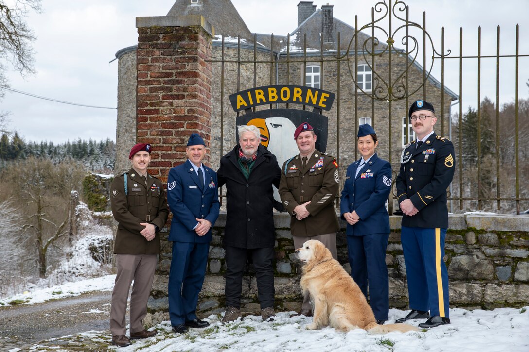 Five members of the Nebraska National Guard travelled to Bastogne, Belgium, Jan. 9-14, 2025, where they helped commemorate the 80th anniversary of the liberation of the city by Soldiers of Nebraska National Guard’s 134th Infantry Regiment under the 35th Infantry Division, during World War II. 

The service members participated in a wreath laying ceremony at a memorial honoring those who liberated the region from Nazi Germany. Joining them in the ceremony were local residents and officials from the city of Lutremange as well as the Timberwolves Remembrance Group Belgium, a reenactment group in Belgium.

The Nebraska Soldiers and Airmen also travelled to the Luxembourg American Cemetery Memorial where they visited the graves of service members laid to rest there while also placing a wreath at the grave marker for Technical Sergeant John Cantoni, a Nebraska National Guardsman from Omaha, Nebraska. Cantoni was killed in action on Jan. 4, 1944, when his foxhole was struck by German fire as he and other members of his unit were defending Bastogne. He had been with the company for less than a week after recovering from wounds he received during the Battle of St. Lo in July 1944.