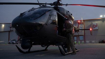 U.S. Soldiers with Bravo Company, 3rd Battalion, 140th Aviation Regiment assigned to Task Force Sentinel