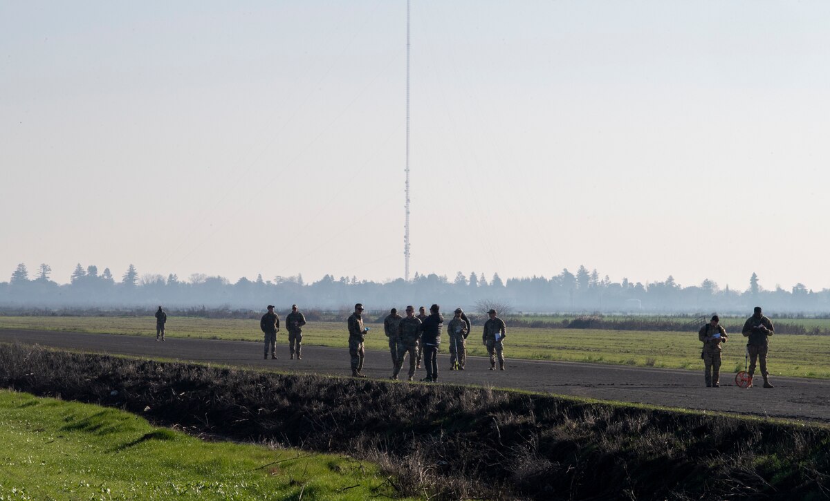 Members of the 821st Contingency Response Group and U.S. Air Force Special Operations Command access an unprepared flight line in Rio Vista, California, Jan. 10, 2025.