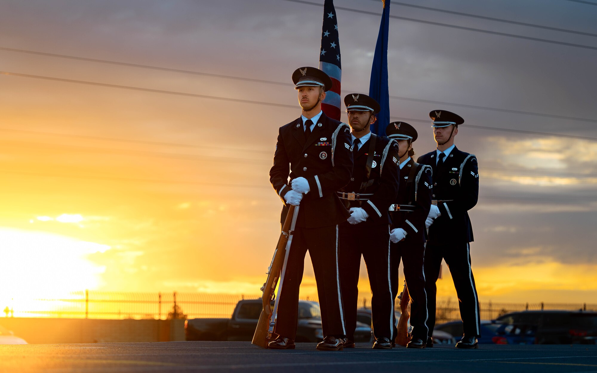 56th Fighter Wing Honor Guard Airmen prepare to execute their entrance.