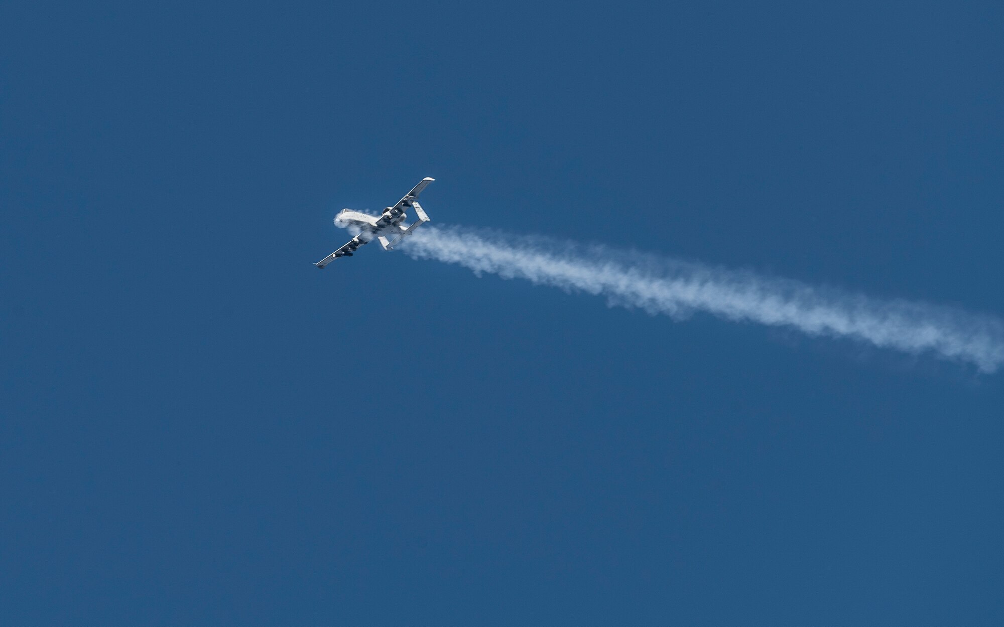 A 25th Fighter Squadron A-10 Thunderbolt II fires its 30 mm gun during bilateral close air support training at the Pilsung Range in Gangwon Province, Republic of Korea, Jan. 15, 2025. The 25th FS joined their Republic of Korea Air Force partners in their first joint live-fire training of 2025. These trainings are vital in defending the ROK airspace and maintaining a combined defense posture. (U.S. Air Force photo by Staff Sgt. Ashley N. Mikaio)