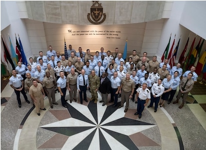 Class photo of GATEWAY Class 23-2 at the National Defense University featuring Senior Enlisted Advisor to the Chairman U.S. Air Force SEAC Ramón "CZ" Colón-López.