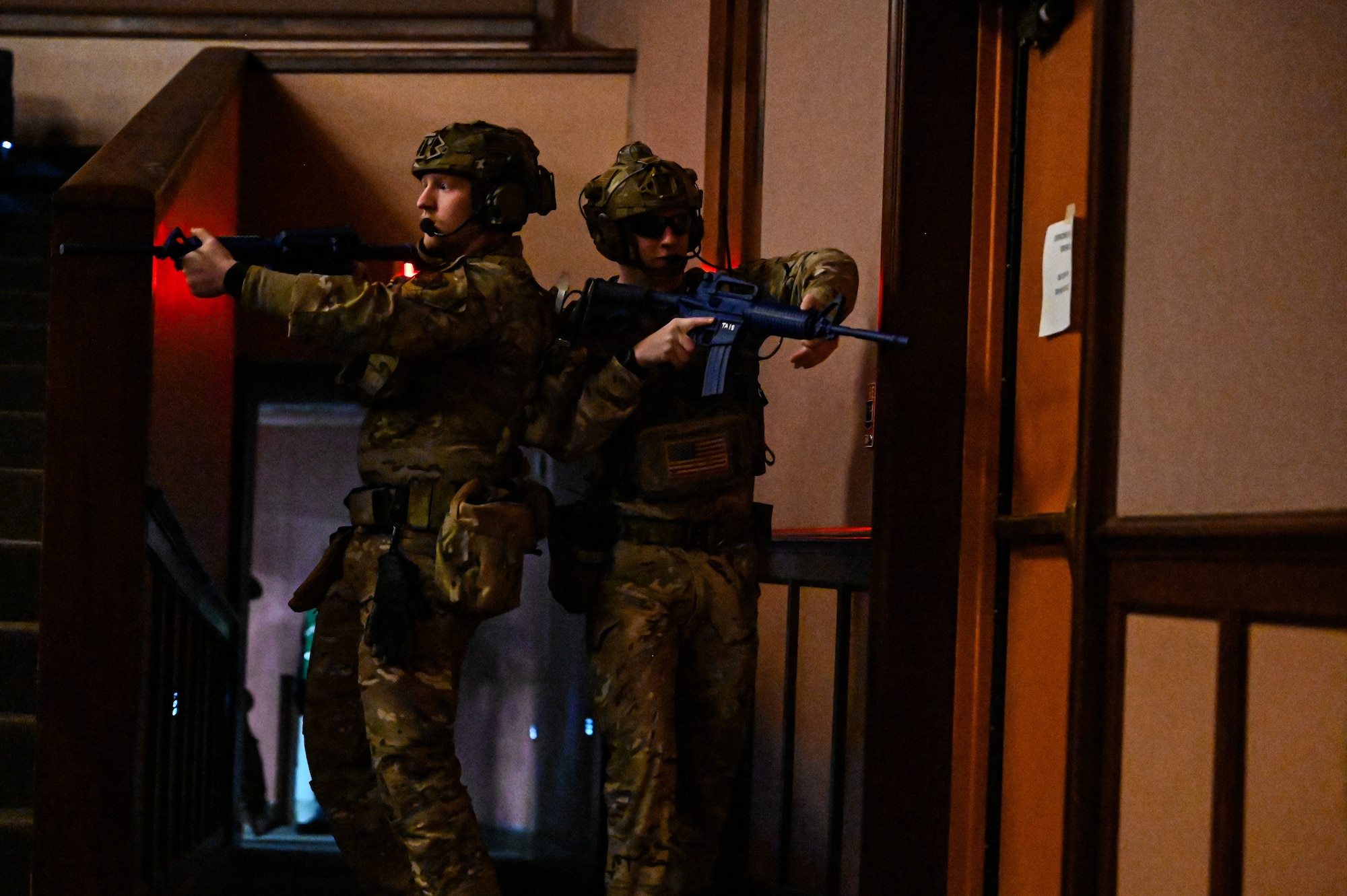 A 90th Missile Wing Airman participates in an active shooter exercise.