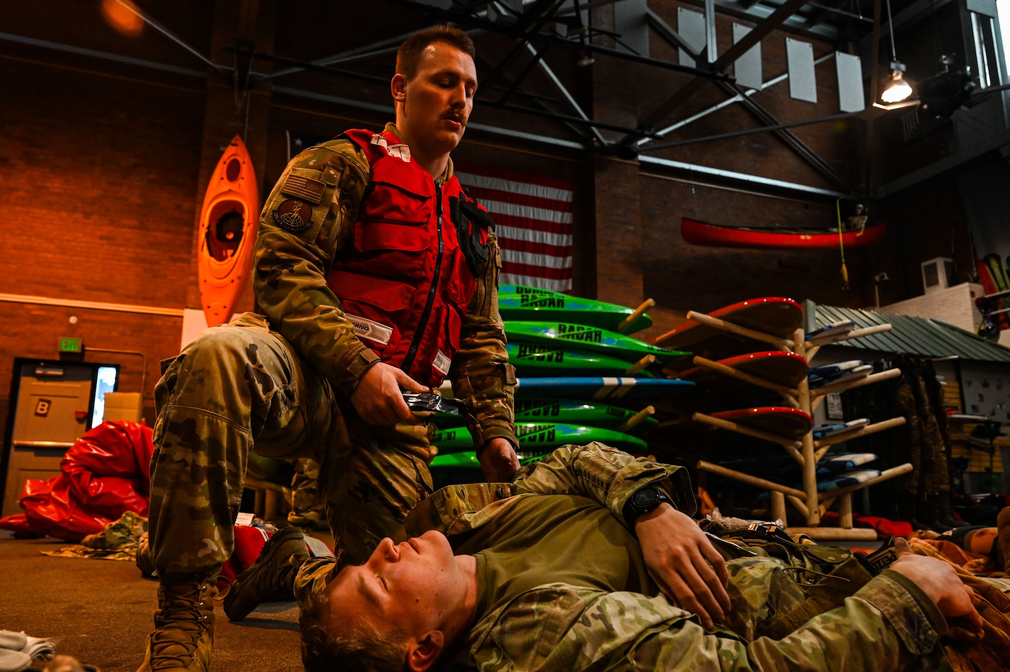 A 90th Missile Airman participates in an active shooter exercise.