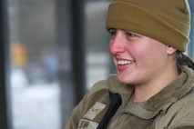 An Airman at the front gate of Joint Base Charleston