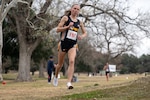 Army Sgt. Colett Rampf-Cribbs races to first place in the women’s divsion of the 2025 Armed Forces Men’s and Women’s Cross Country Championship at Windcrest Golf Club in Windcrest, Texas, on Jan. 25, 2025. (DoD photo by EJ Hersom)