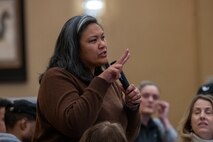 Participants of the Town Hall listen and engage with leadership