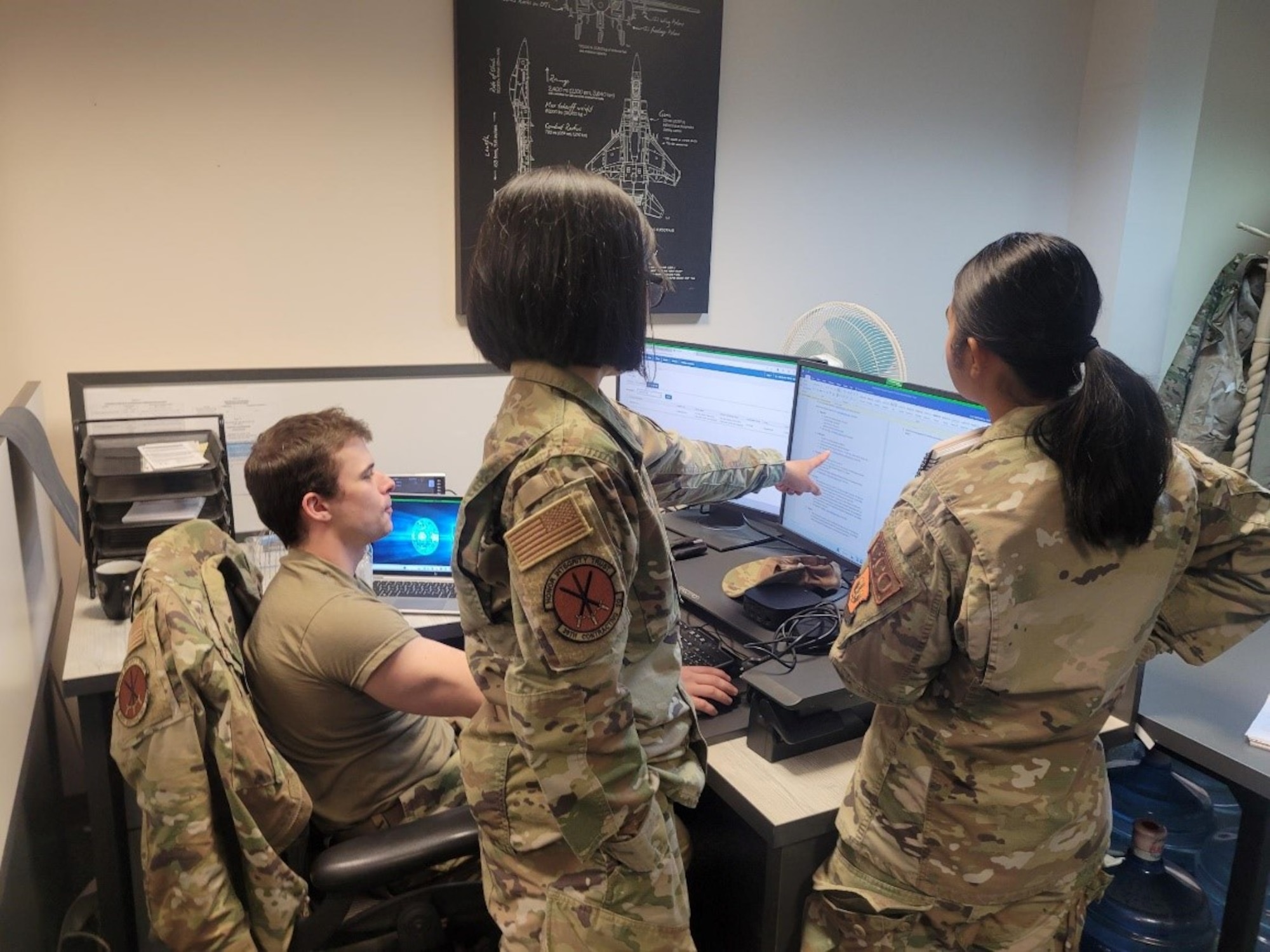 Members of the Mission Support Flight are reviewing a Performance Work Statement on July 13, 2023. This document outlines the work which a contractor needs to perform in support of 39 ABW’s mission.