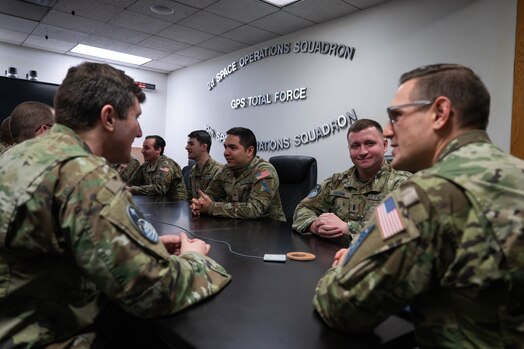  Members of the 2nd Navigational Warfare Squadron get to know each other during a timed mentorship round robin at Schriever Space Force Base, Colorado, Jan. 23, 2025. The mentorship program will see servicemembers match with a dedicated mentor who will then provide advice on professional development, personal growth and anything in between. (U.S. Space Force photo by Keefer Patterson)