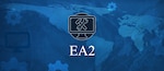 A world background with the word EA2 under an icon of a computer screen with crossed tools on it