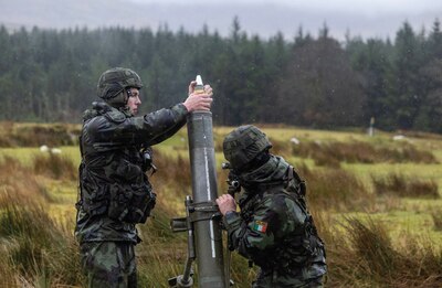 Live fire exercise conducted by Irish Defence Forces Artillery School at Glen of Imaal range in County Wicklow, Irelan