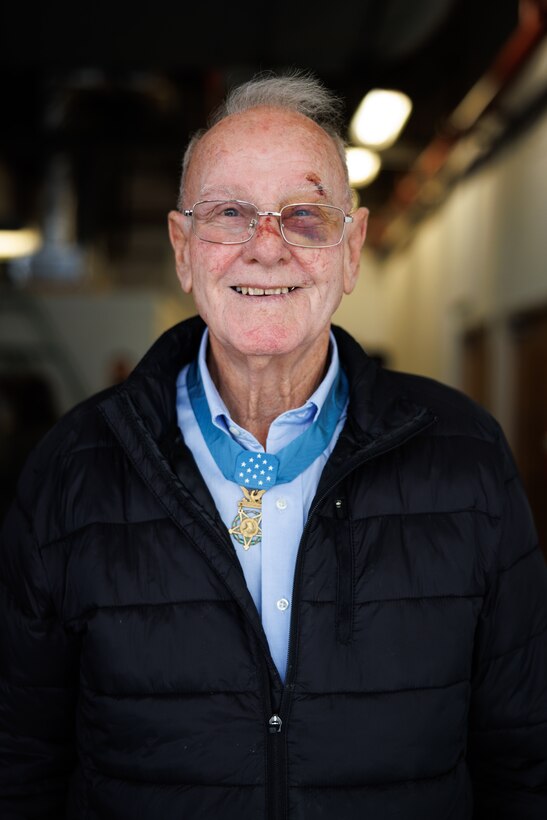 Robert M. Patterson, a retired U.S. Army Command Sergeant Major, Vietnam veteran, and a Medal of Honor recipient, poses for a photo during his visit to Marine Corps Base Quantico, Virginia, Jan. 23, 2025. On May 6, 1968, Patterson single-handedly destroyed five enemy bunkers by rifle and grenade fire, killing eight enemy soldiers, and captured seven weapons. His dauntless courage and heroism inspired his platoon to resume the attack and to penetrate the enemy defensive position. Patterson was awarded the distinguished Medal of Honor for his heroic actions during the Vietnam war. (U.S. Marine Corps photo by Lance Cpl. Braydon Rogers)