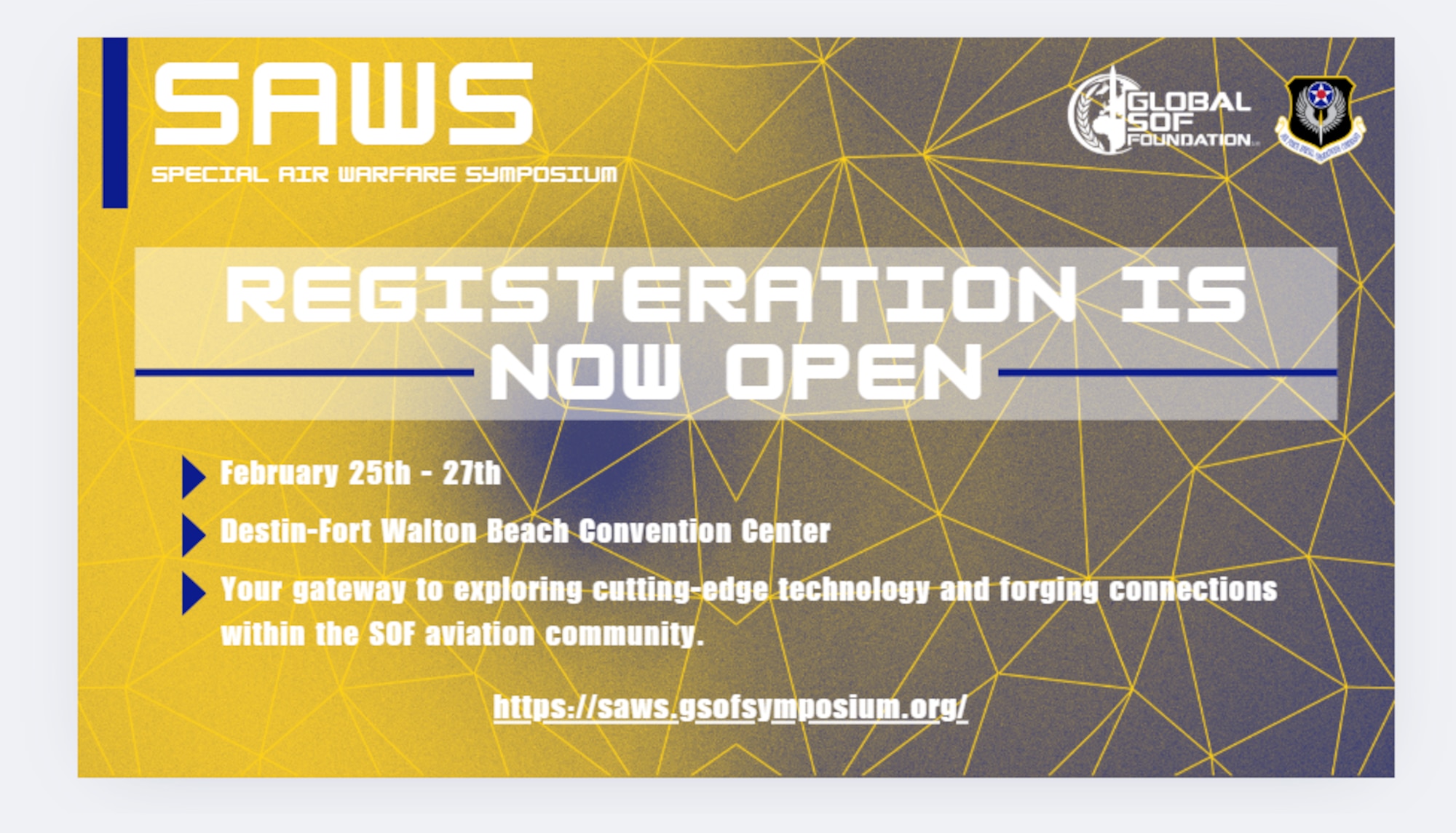 2025 Special Air Warfare Symposium registration graphic.