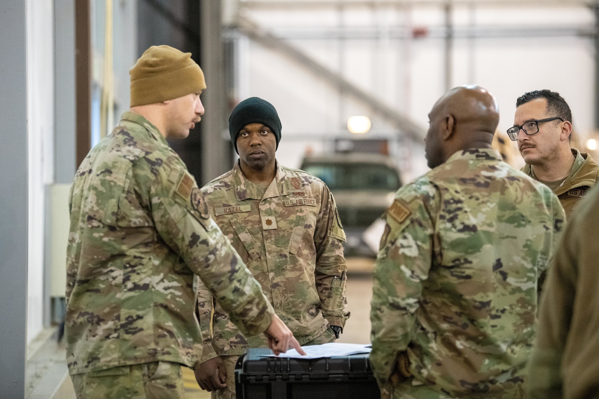 Airmen conduct a joint cargo inspection