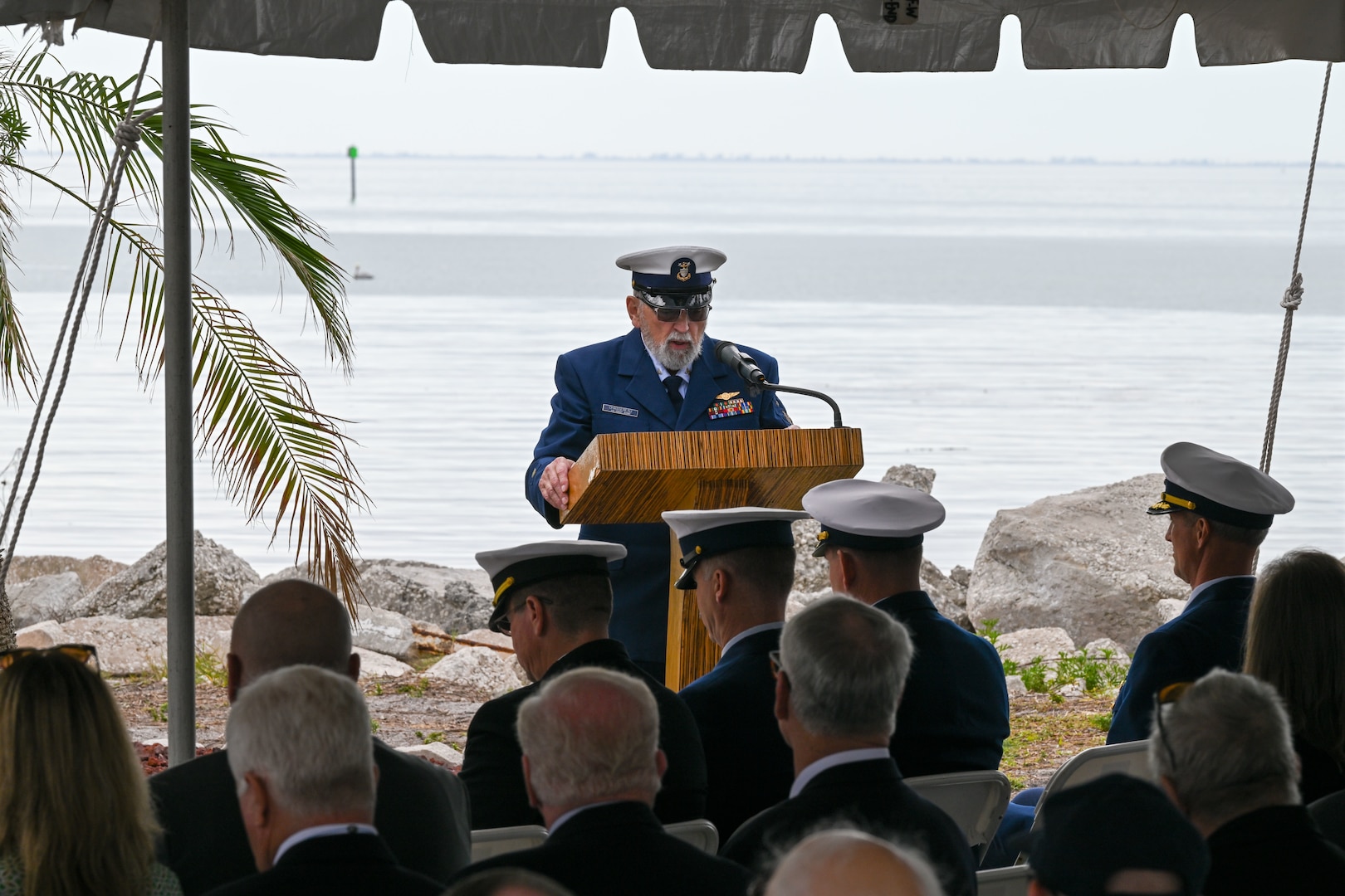 Coast Guard crew members from local units held a memorial service honoring the fallen crew members from Coast Guard Cutter Blackthorn, Tuesday, at the Blackthorn Memorial site in St. Petersburg.