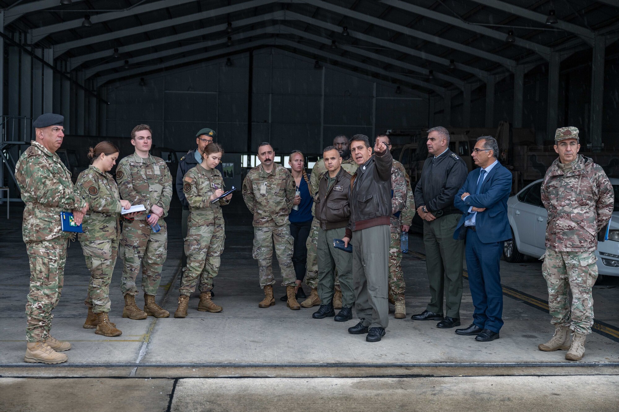 Airmen inspect hangar and pad