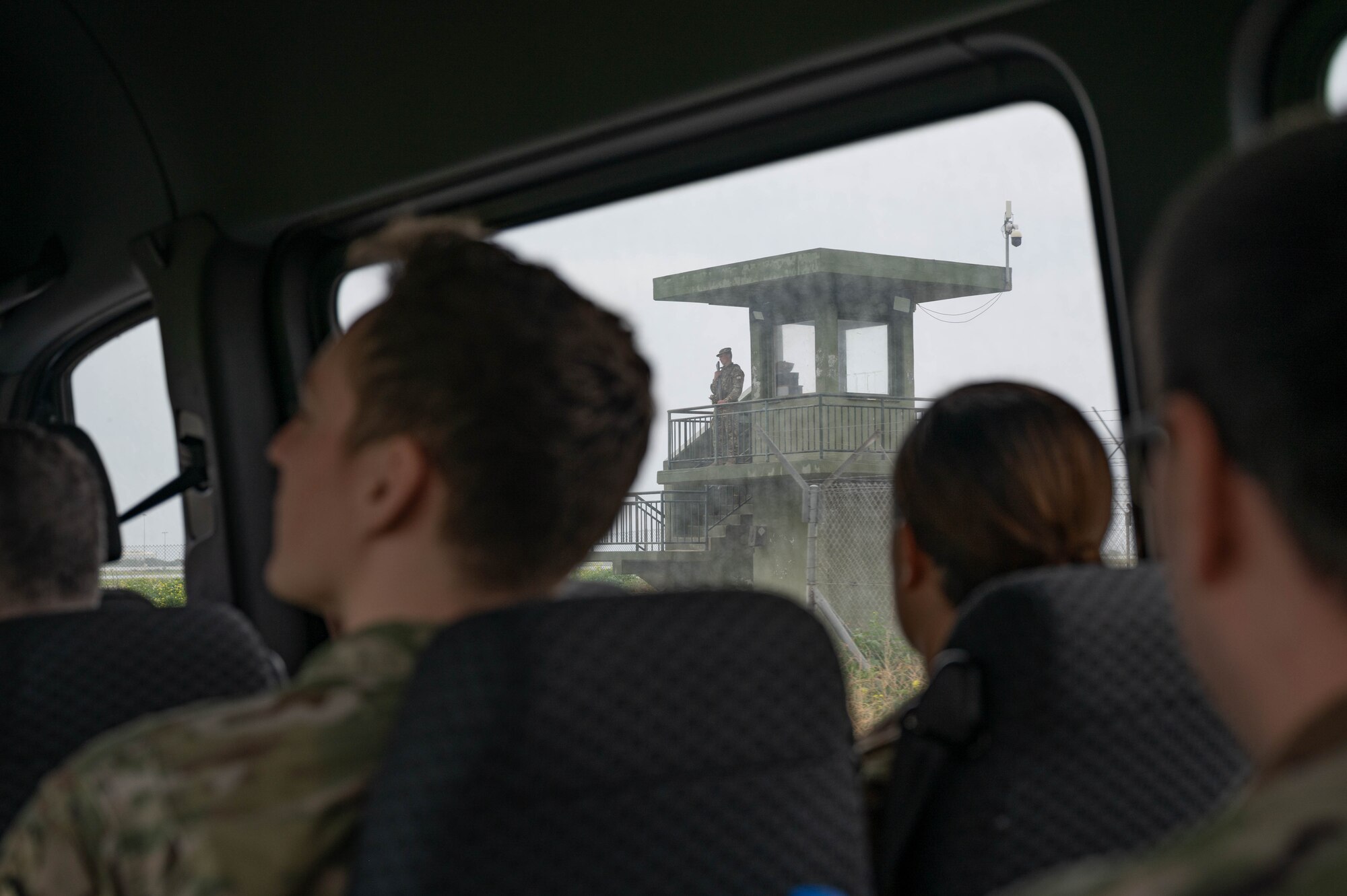 Airmen observe base security measures