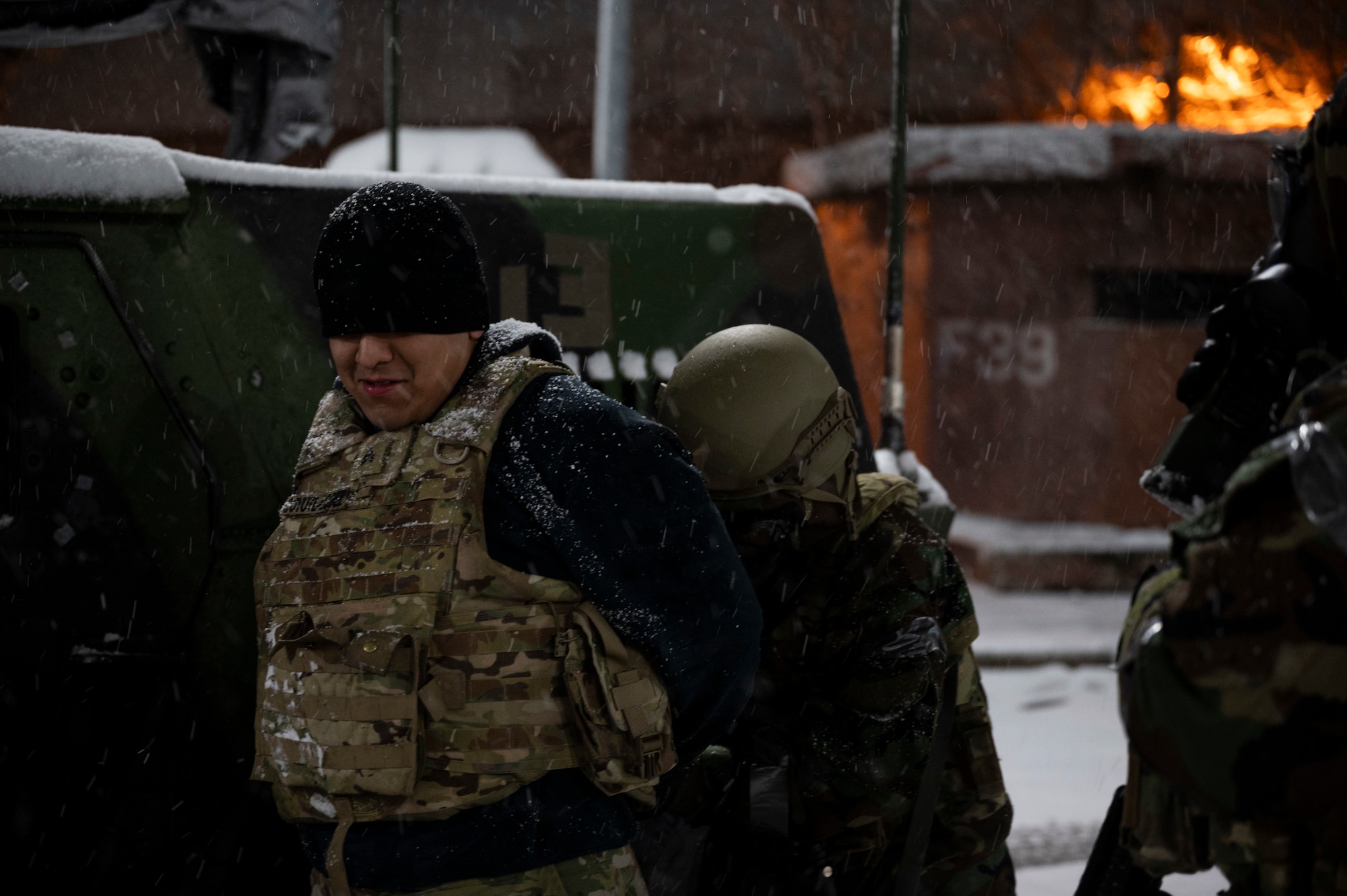 U.S. Air Force Airman Julia Hao-Kaawloa, 51st Security Forces Squadron, detains a simulated adversary during Beverly Herd 25-2 at Osan Air Base.