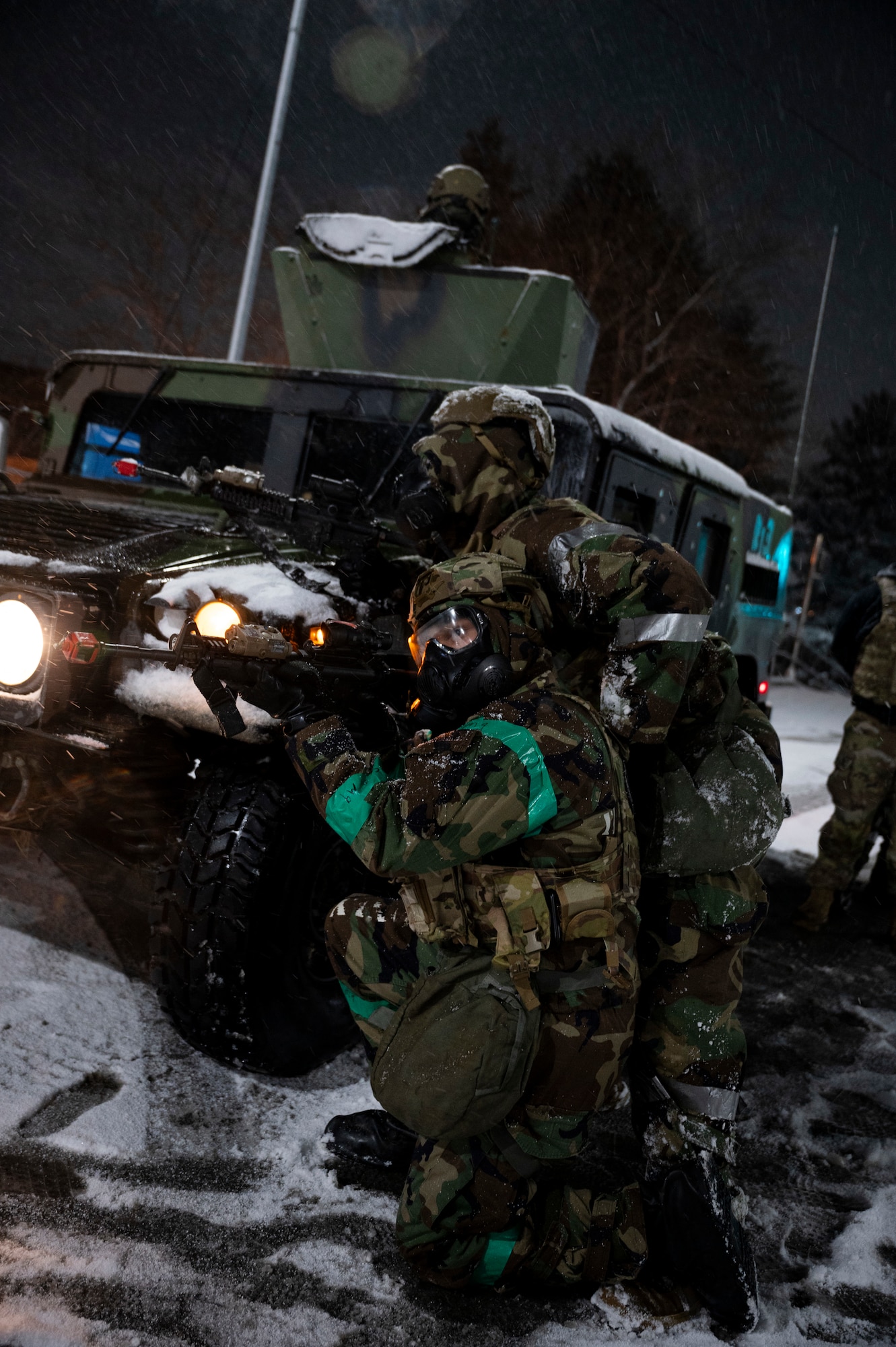 U.S. Air Force Airmen from the 51st Security Forces Squadron patrol the installation during Beverly Herd 25-2 Jan. 27, 2025, at Osan Air Base, Republic of Korea.