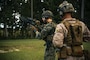 A Dutch service member conducts a function check on a Colt Canadian C7A3 carbine rifle at a small arms live-fire range during Burmese Chase 24, at Marine Corps Base Camp Lejeune, North Carolina, Sept. 19, 2024. Burmese Chase is an annual U.S. led, multi-lateral exercise that includes training on integration of ground and air fires, infantry tactics and naval gunfire alongside NATO allies. (U.S. Marine Corps photo by Cpl. Maurion Moore)