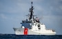 U.S. Coast Guard Cutter Bertholf (WMSL 750) transits near the Singapore Straits, Feb. 29, 2024. The Bertholf is a 418-foot National Security Cutter currently deployed to the Indo-Pacific region under the tactical control of U.S. 7th Fleet. (U.S. Coast Guard photo by Petty Officer Steve Strohmaier)